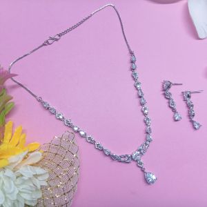 Cz Statement Necklace & Earring Set