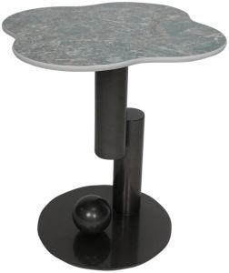Frisco Side Table With Marble Top And Iron Base - Black