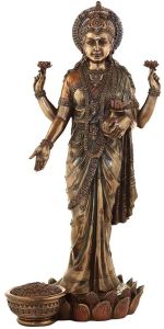 Lord Laxmi Standing Lotus Bronze Composite Statue