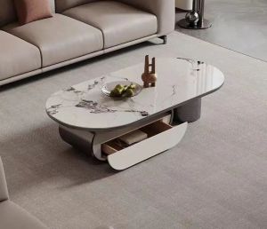 Norwhich Center Table With Marble Top And Iron