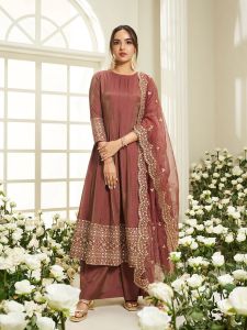 Floral Yoke Design Sequinned Palazzo Anarkali Kurta Set