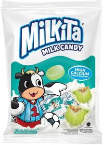 Chewy Milkita Melon Milk Candy, Color : White, Green