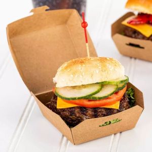 Premium Ecowraps Kraft Paper Burger Boxes, Color : Brown