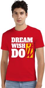 Cotton Mens Printed Round Neck T-shirts, Color : Red Formal Wear