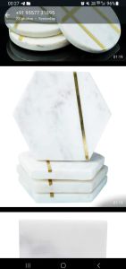 Brass Inlay Marble Coaster