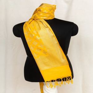 Printed Ladies Yellow Banarasi Silk Stole, Length : 70-80 Inches