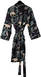 Animal Print Cotton Waffle Kimono Casual