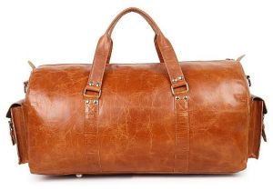 Handcrafted Premium Tan Leather Duffle Bag