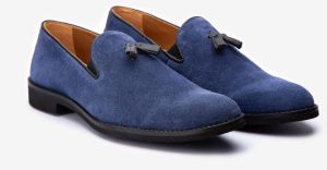 Handmade Blue Premium Leather Loafer Shoes