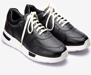 Mens Premium Black Leather Sneakers