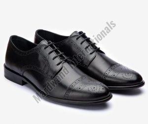 Handmade Black Premium Leather Lace Up Derby Shoes