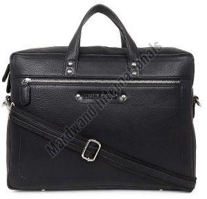 Premium Black Handcrafted Leather Laptop Bag