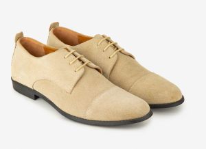 Beige Handcrafted Premium Leather Lace Up Shoes