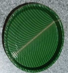 Plain Paper Plates Green Leaf, Shape : Circular for Serving