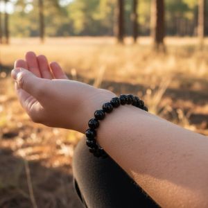 8mm Natural Black Obsidian Beads Bracelet