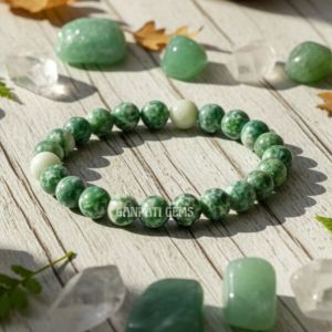Polished Gemstone Natural Tree Agate Beaded Bracelet, Color : Green