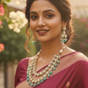 Fashionable Full Stone Mehendi Polish Choker Necklace Set