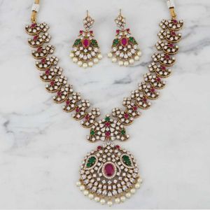 Premium Kemp Jewellery Designer Stylish Matte Gold Polish Necklace Set