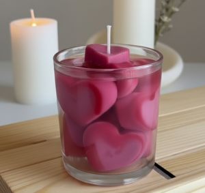 Customised Wax Red Heart Filled in Jar Candle, Candle Size : 8 Inch