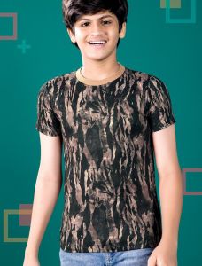 Mens Black Printed Camouflage T-Shirt