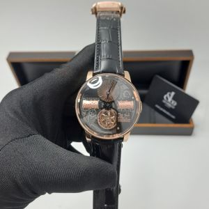 Jacob &AMP;AMP; Co. and The Godfather Partnership Rose Gold Black Leather Strap Swiss Automatic Watch