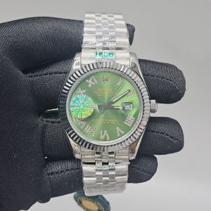 Rolex Datejust Diamond Roman Figure Steel Green Dial Semi Eta Swiss Automatic Watch
