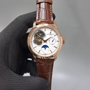 Tourbillon Monophase Rose Gold White Dial Leather Swiss Automatic Watch