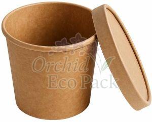 Plain 500ml Kraft Paper Food Container, Color : Brown