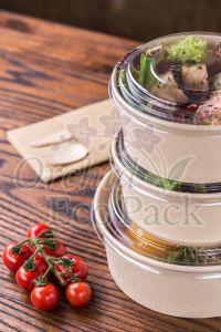 Coated Kraft Paper PET Lid Salad Bowl, Brand Name : Orchid Eco Pack