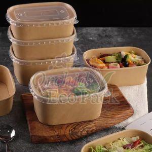 Rectangle Brown Paper Food Containers Multisizes for Machine Made