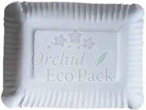 White Paper Plates, Shape : Rectangular for Used Serving Snacks