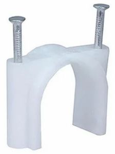 PVC Double Nail Cable Clip, Color : White