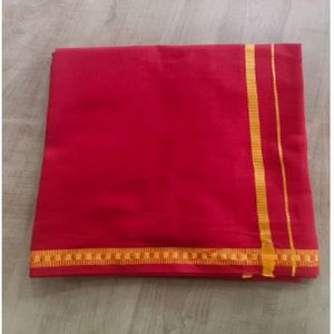 Red Cotton Dhoti With Towel