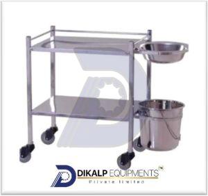 Stainless Steel Hospital Dressing Trolley, Color : Silver