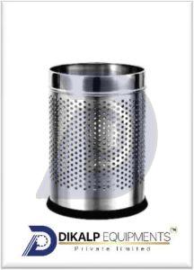 Stainless Steel Open Mouth Dustbin, Color : Silver for Indoor