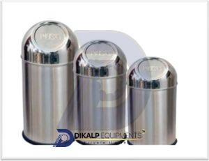 Stainless Steel Push Bin, Color : Silver for Indoor