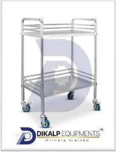 Polished Stainless Steel Medical Instrument Trolley, Color : Silver