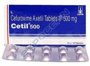 Cetil 500mg Cefuroxime Axetil Tablet, Packaging Type : Box