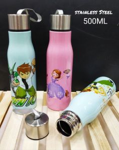 500ml Kid Stainless Steel Water Bottles, Color : Multi Color