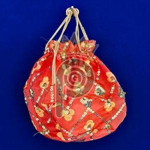 Cotton Rope Handle Red Potli Batua Bag