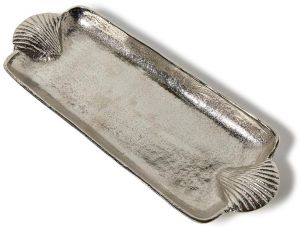 Aluminum Shell Handle Tray, Color : Silver Metallic 13 X 6 Inch