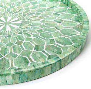 Bone Resin Decorative Tray Set, Color : Black, White, Beige Mosaic