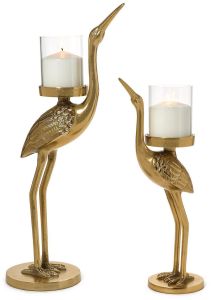 Decorative Crane Candle Holder Set