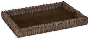 Decorative Grid Carved Wooden Tray