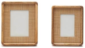 Decorative Wooden Rattan Photo Frame Set