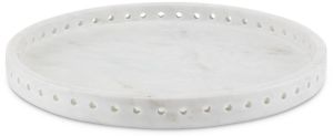 Smooth Polished Surface White Marble Pierced Serve Tray 15.75