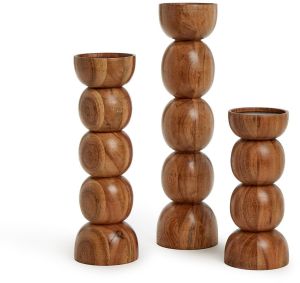 Wood Candle Holder Set OF 3 Pcs