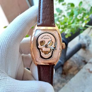 Franck Muller Croco Skull Rose Gold Edition Brown Leather Strap Watch