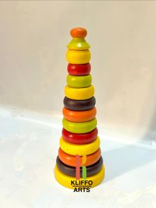 Paint Coated Wooden Stacking Ring Toy, Color : Multicolor