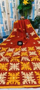 Printed Applique Work Silk Sarees, Color : Multicolors